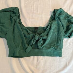 Wild Fable Emerald Puff Sleeve Crop Top